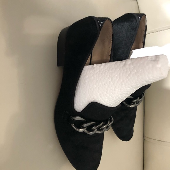 Sam Edelman Black Kollins Chain Calf Hair Loafers - Picture 3 of 5